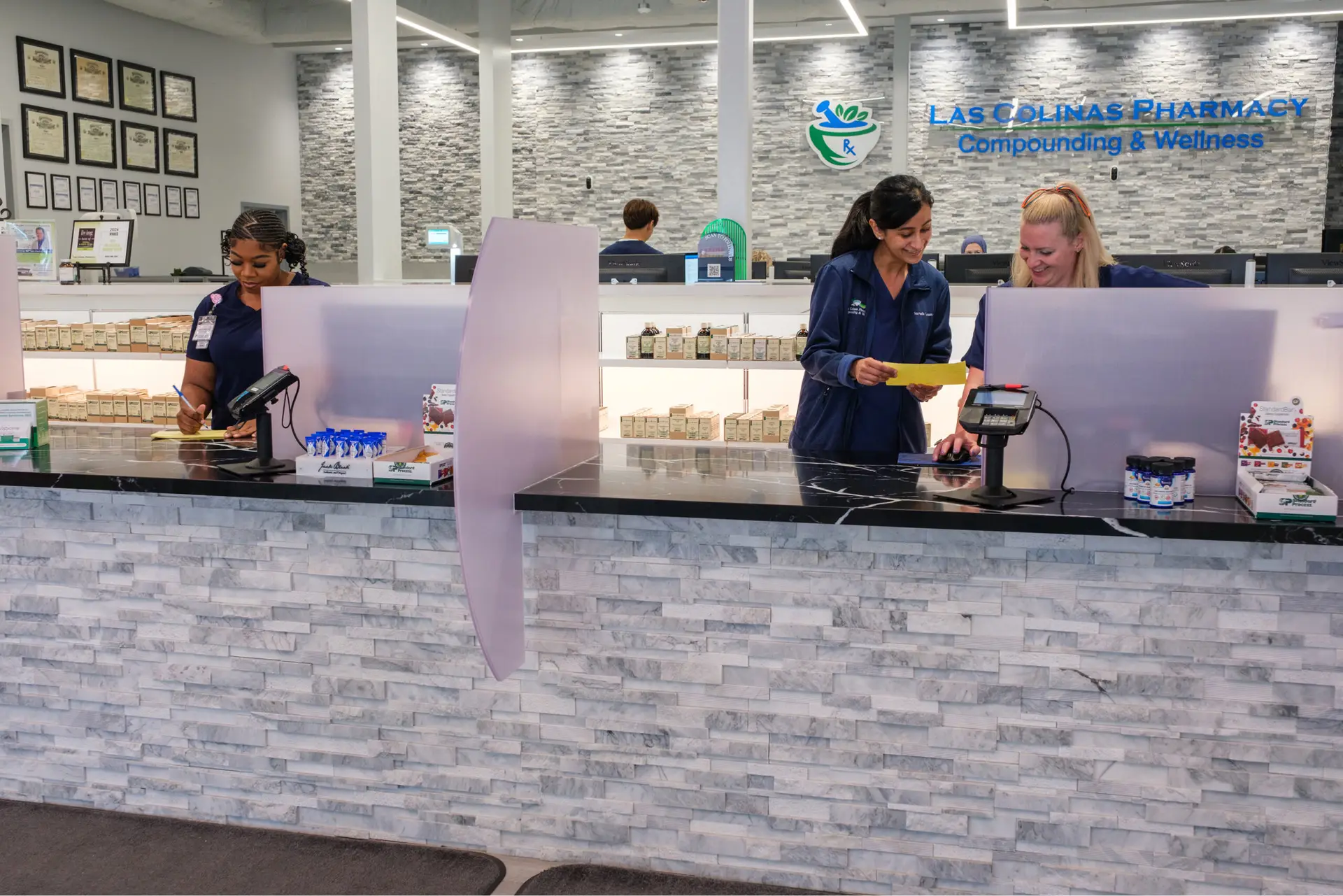 pharmacy counter at Las Colinas pharmacy